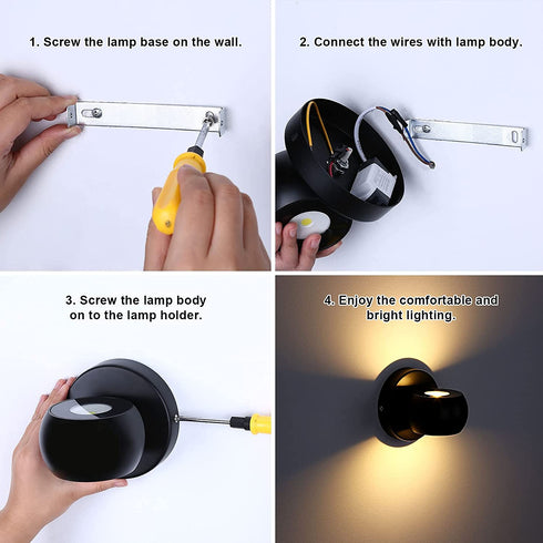 KINBEDY LED Wall Sconce 10W Modern Indoor Black 3000K Wall Light Up and Down Wall Lamp Adjustment Angle Light Fixtures Beside Bedroom Living Room
