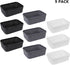 DEAYOU 9 Pack Plastic Storage Baskets, Small Weave Baskets Organizing Bins for Shelves, Pantry, Kitchen, Office, 7.3" L x 4.7" W x 2.4" H (Black, White, Gray)