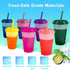 Color Changing Cups Tumblers with Lids & Straws for Kids - 7 Reusable Plastic Bulk Tumblers 12oz Cold Cup Tumbler Set for Kids