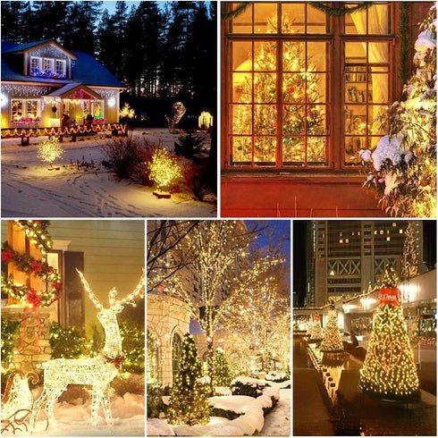 Outdoor Solar String Lights, 2 Pack 33FT 100LED Waterproof Solar Powered Fairy Lights Warm White, 8 Modes Solar Copper Wire Fairy Lights for Xmas, Patio, Yard, Tree, Garden, Wedding, Party, Lawn