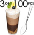 DLux 100 x 3 oz Mini Dessert Cups with Spoons, Shooter - Clear Plastic Parfait Appetizer Cup - Small Reusable Shooter Glass for Tasting Party Shooters Desserts Appetizers - With Recipe Ebook