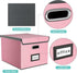 Collapsible File Storage Organizer Boxes with Lids, Huolewa Linen Document Storage, Universal Hanging Filing Organization Box for Letter/Legal Folder, Decorative Office /Home File Bins - Pink (2 Pack)