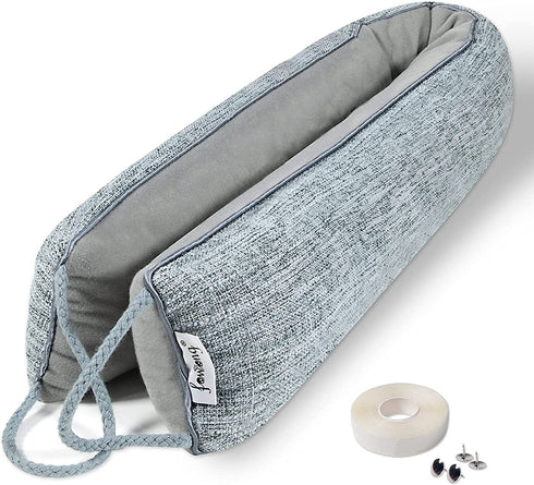 fowong Door Draft Stopper-38 Gray Door Snake Draft Stopper, Heavy Weighted Door Draft Guard Door Blocker Security, Sound Proofing Padding for Door