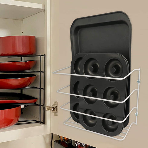 Evelots Wrap/Pan Organizer Rack-Door/Wall Mount-Plastic/Foil Paper-White-Set/2