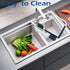 Updated Telescopic Sink Holder Storage Rack Adjustable Length Drainer Sink Storage Rack Holder Storage Sponge Soap Holder with Dishcloth Hanger Expandable Storage Drain Basket for Home Kitchen (Blue)