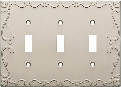 Franklin Brass W35078-SN-C Classic Lace Triple Switch Wall Plate/Switch Plate/Cover, Satin Nickel