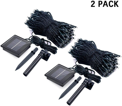 JMEXSUSS 2 Pack 100 LED Red Solar Lights Outdoor,42.7ft Solar String Lights, 8 Modes Solar Christmas Lights Outdoor Waterproof for Christmas Tree,Halloween,Party Decorations