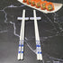 Ceramic Chopsticks reusable with Porcelain Holder and Delicate Box Reusable Chopsticks and Dishwasher Safe,Porcelain Chopsticks (2 Pairs Blue rose)