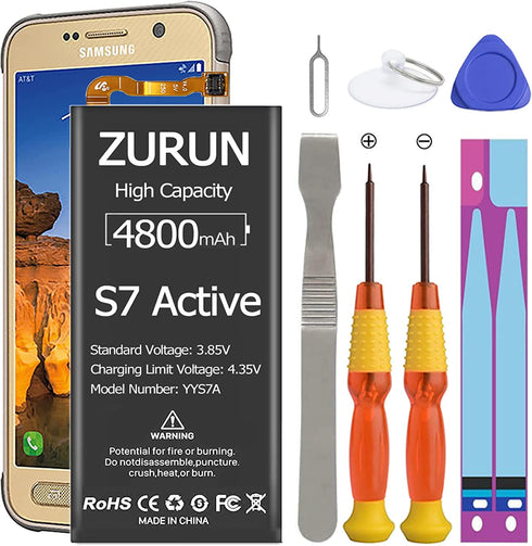 Galaxy S7 Active Battery ZURUN 4800mAh Li-Polymer EB-BG891ABA Battery Replacement for Samsung Galaxy S7 Active SM-G891 G891A G891F with Repair Screwdriver Tool Kit