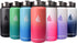 HYDRO CELL Stainless Steel Water Bottle w/ Straw & Wide Mouth Lids (64oz 40oz 32oz 24oz 18oz 14oz) - Keeps Liquids Perfectly Hot or Cold with Double Wall Vacuum Insulated Sweat Proof Sport Design (Navy Blue 32oz)