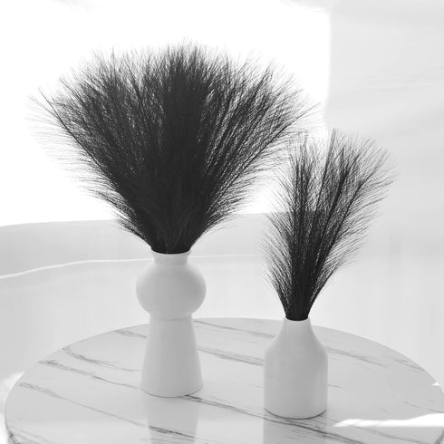 Pampas-Grass with Extension Stem, Artificial-Pampass-Grass 17" to 21.5" Faux-Pampas-Grass-Decor Tall 6Pcs, Pampas Grass for Flower-Arrangement, Black Pompous Grass