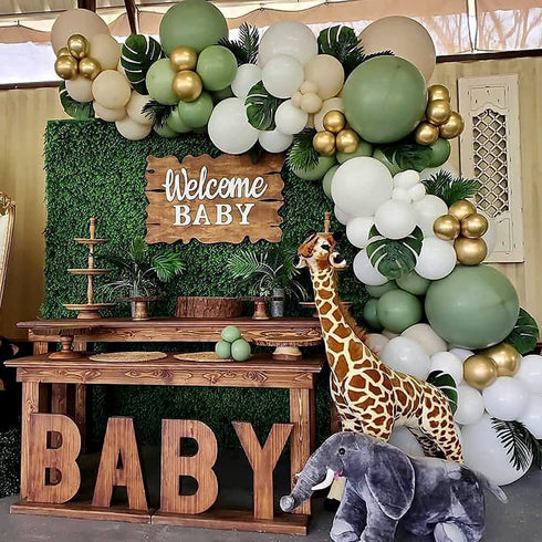 146Pcs Avocado Green Balloons Garland Arch Kit Retro Green Chorme Gold Latex Globos Birthday Valentine Wedding Party Decors 2021