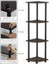 Furinno Turn-N-Tube 4-Tier Corner Display Rack Multipurpose Shelving Unit, Dark Brown Grain/Black