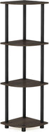 Furinno Turn-N-Tube 4-Tier Corner Display Rack Multipurpose Shelving Unit, Dark Brown Grain/Black
