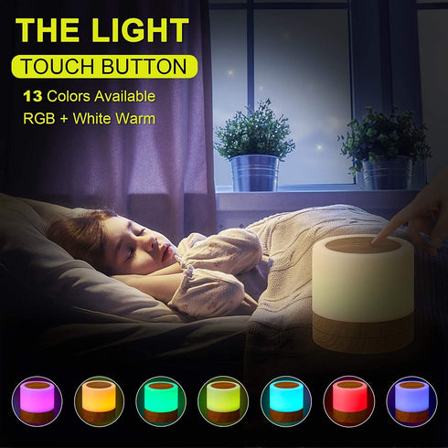 Taipow Night Light,Portable Touch Lamp Bedside Table Lamp Rechargeable Dimmable Eye Caring Lamp with Color Changing RGB for Baby Kids Room/Bedroom/Outdoor