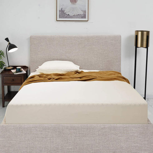 Fitted Sheet- COSMOPLUS Queen Fitted Sheet Only?No Flat Sheet or Pillow Shams?,4 Way Stretch Micro-Knit,Snug Fit,Wrinkle Free,for Standard Mattress and Air Bed Mattress from 8 Up to 14,Beige