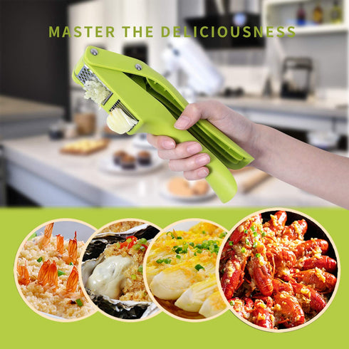 Garlic Press, MaxRona 2 in 1 Garlic Slicer and Garlic Mincer set, PP+430 Stainless Steel Garlic Crusher, Easy to Squeeze & Easy to Clean & Rust Proof & Dishwasher Safe