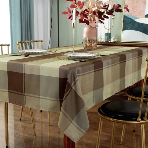 Rectangle Tablecloth 52 x 70 Inch Checkered Table Cloths Spillproof Anti-Shrink Soft and Wrinkle Resistant Decorative Fabric Table Cover for Kitchen Dinning Tabletop Outdoor(Rectangle/Oblong,Taupe)