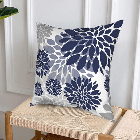 Throw Pillow Covers 18 X 18 Set of 4,Navy Blue Gold Oversized Flower Geometry Square Pillow Cushion Cases,Yellow and Gray Floral Modern Decorative Pillow Covers for Couch Sofa Bedroom Car
