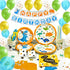WERNNSAI Dinosaur Party Supplies Set - Dinosaur Themed Party Decoration for Boys Kids Birthday Cutlery Bag Table Cover Plates Cups Napkins Straws Utensils Banner & Balloons Serves 16 Guests 169 PCS