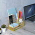 Gold Desk Organizer, AUPSEN Mesh Office Supplies Desk Accessories, Features 5 Compartments + 1 Mini Sliding Drawer