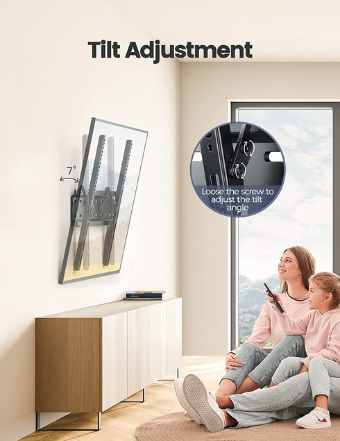 PERLESMITH Tilting TV Wall Mount Bracket Low Profile for Most 23-55 inch LED LCD OLED, Plasma Flat Screen TVs with VESA 400x400mm Weight up to 115lbs