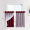PONY DANCE Kitchen Curtains 36 Inch Length - Red Cafe Valances Decorative Window Treatment for Bathroom/ Kitchen/ Living Room (52 inches Wide x 36 inches Long, Set of 2, Free Tie-Backs)