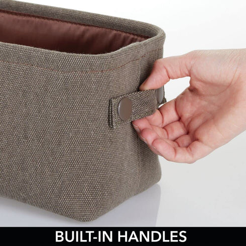 mDesign Soft Cotton Fabric Bathroom Storage with Attached Handles - Organizer for Towels, Toilet Paper Rolls - for Back of Toilet, Cabinets, and Vanities, 2 Pack - Espresso Brown