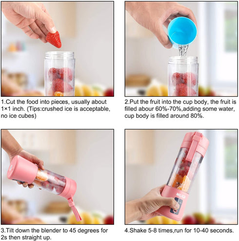Portable Blender, Smoothies Personal Blender Mini Shakes Juicer Cup USB Rechargeable