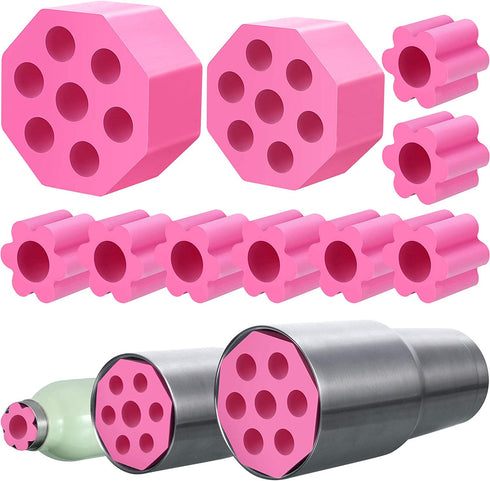 Cup Turner Foam Set, 10 Pieces Tumbler Foams for 1/2 Inch PVC Pipe, Tumbler Spinner Foams Fit 30 oz 20 oz 10 oz Tumbler Bottles Cups 25 oz, 17 oz, 12 oz Cola Shaped Water Bottles (Pink)