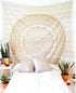 THE ART BOX Wall Tapestry for Bedroom Aesthetic Tapestry Hippie Boho Tapestry Indie Tapestry Bohemian Mandala Tapestry Cool Spiritual Trippy Tapestry Wall Hanging Gold Tapestry