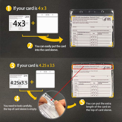Vaccine Card Holder, Covid Vaccination Card Protector 4 X 3 Inches Vaccine Card Protector Waterproof Clear Vinyl Plastic Sleeve with Type Resealable Zip (10 Pack)