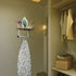 TJ.MOREE Ironing Board Hanger Wall Mount - Laundry Room Decor Iron and Ironing Board Holder, Metal Wall Mount with Large Storage Blue Wooden Base Basket and Removable Hooks