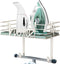 TJ.MOREE Ironing Board Hanger Wall Mount - Laundry Room Decor Iron and Ironing Board Holder, Metal Wall Mount with Large Storage Blue Wooden Base Basket and Removable Hooks
