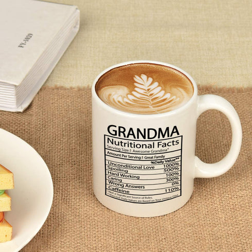 Grandma Nutritional Facts Mug Grandma Gifts Cup Mothers Day Gifts for Grandma Coffee Mug for Mother's Day Birthday Gifts for Grandma 11 Oz