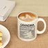 Grandma Nutritional Facts Mug Grandma Gifts Cup Mothers Day Gifts for Grandma Coffee Mug for Mother's Day Birthday Gifts for Grandma 11 Oz