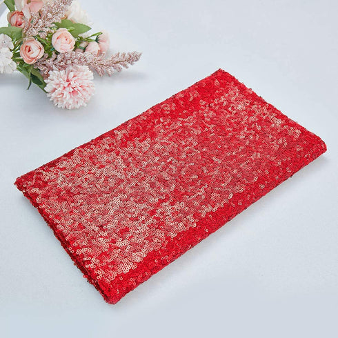 2—8FT-2PCS Red Sequin Backdrop Curtains Panels, Photography Backdrop Glitter Curtains Fabric Background for Christmas Wedding Party Decor