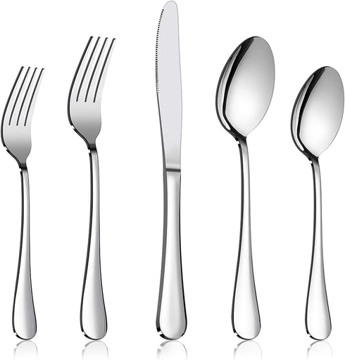 Flatware Set, E-far 20-Piece Silverware Set Stainless Steel Cutlery Set for Kitchen Hotel Restaurant, Mirror Polished & Dishwasher Safe - Service for 4