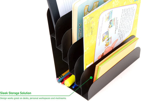 Mind Reader Vertical Desk File Organizer, 6 Slots, Black