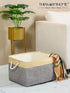 TheWarmHome Large Baskets for Storage Rectangular Basket Decorative Basket Fabric Storage Bin Brown Storage Basket Shoes Basket Towel Basket Cloth Baskets Blanket Storage(Gold&Grey,Large-1 Pack 17.7×13.7×9.8inch)