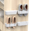 Yocice Wall Mounted Shoes Rack 4Pack with Sticky Hanging Strips, Plastic Shoes Holder Storage Organizer,Door Shoe Hangers (SM03-White-4)