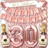PartyForever 30th Birthday Decorations for Women Rose Gold Supplies Big Set Including Birthday Banner with 30 and Fabulous Bday Sash for Her Party Decor