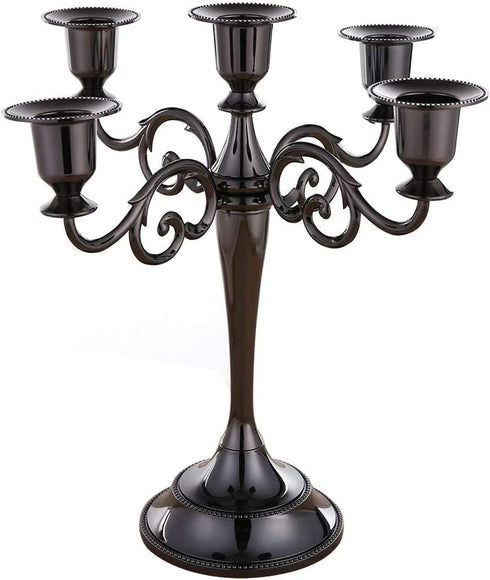 VINCIGANT Black Candle Holders Fireplace Candelabra for Taper Candle,Dinning Room Table Centerpieces Decoration,Christmas