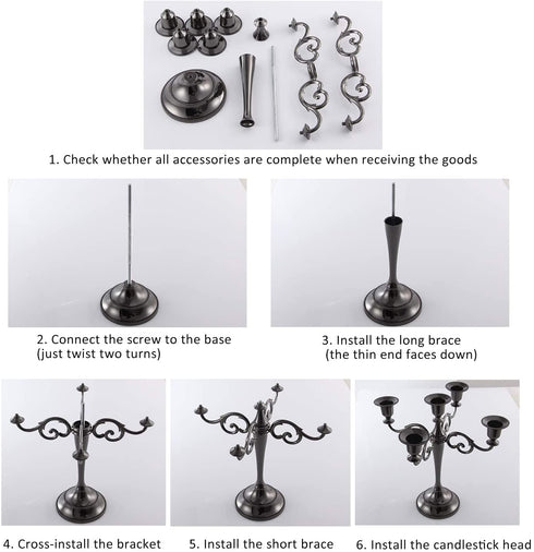VINCIGANT Black Candle Holders Fireplace Candelabra for Taper Candle,Dinning Room Table Centerpieces Decoration,Christmas