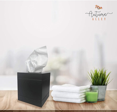 Autumn Alley Farmhouse Black Tissue Box Cover Industrial Chic Metal Tissue Box Holder Perfect Farmhouse Style Decor Corrosion and Rustproof Easy to Refill Versatile in Design