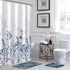 Neasow Blue and Grey Shower Curtain, Watercolor Floral Bathroom Curtain Teal and White Shower Curtains 72—72 inches