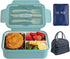 Bento Box With Ice Pack Lunch Bag Set, 37OZ Bento box for Adults Kids, Come With Utensils, 6 Liter Insulated Lunch Bag and Ice Pack, Leakproof, Durable, BPA-Free and Food-Safe Materials(Light Blue)