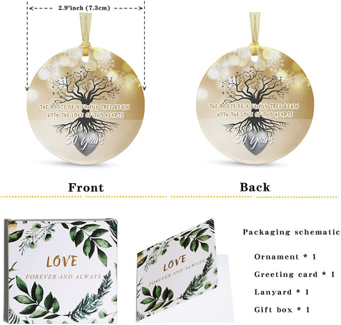 50th Anniversary Wedding Ornament 2022 for Couple,50 Years as Mr and Mrs,Wedding for Fifty Years,Ceramic Ornament for 50th Husband&Wife Married Decoration with Ribbon,Gift Box (2.9")