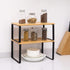 NEX Bamboo Kitchen Cabinet and Counter Shelf Organizer, Stackable & Expandable, Black and Natural