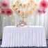6ft White Tutu Table Skirt for Rectangle Tables,Polyester Pleated Ruffle Table Bed Skirt Cloth for Birthday Party, Wedding,Baby Shower, Banquet,Gender Reveal,Dessert Tables